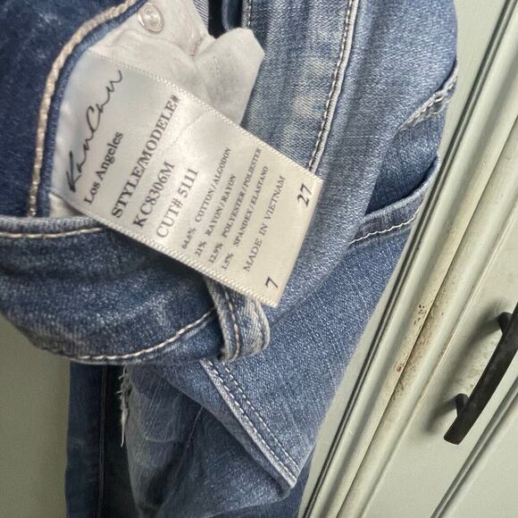 Kancan Size 7 27 Stretch Distressed Jeans Ankle Casual Skinny Dark Wash Womens - Picture 5 of 5